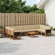 Set vanjskih sofa 11 kom. Prirodna i bež Čvrsto drvo akacije