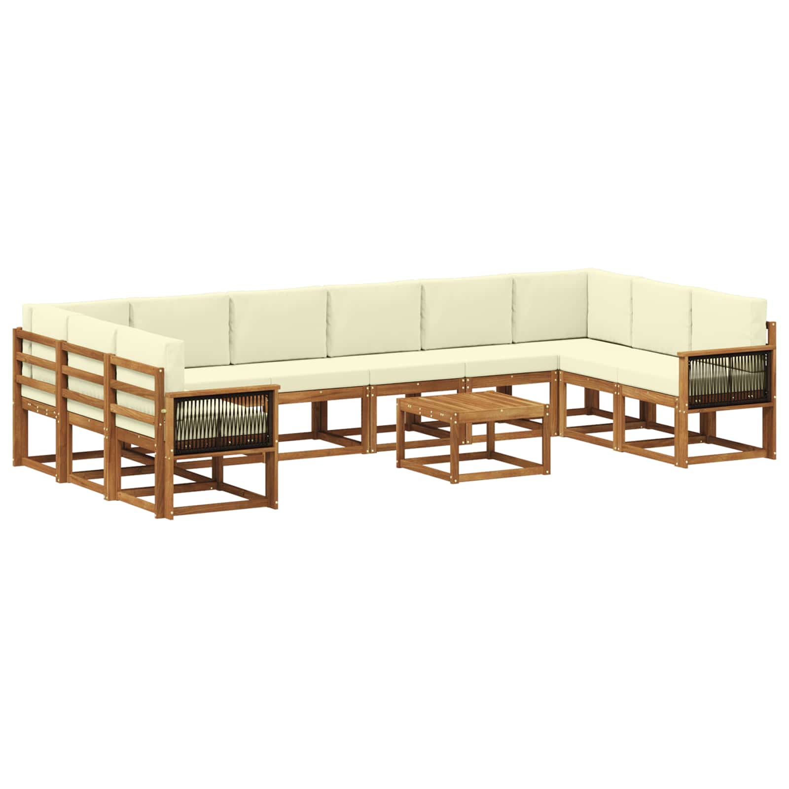 Set vanjskih sofa 11 pcs Prirodna i krem Čvrsto drvo akacije