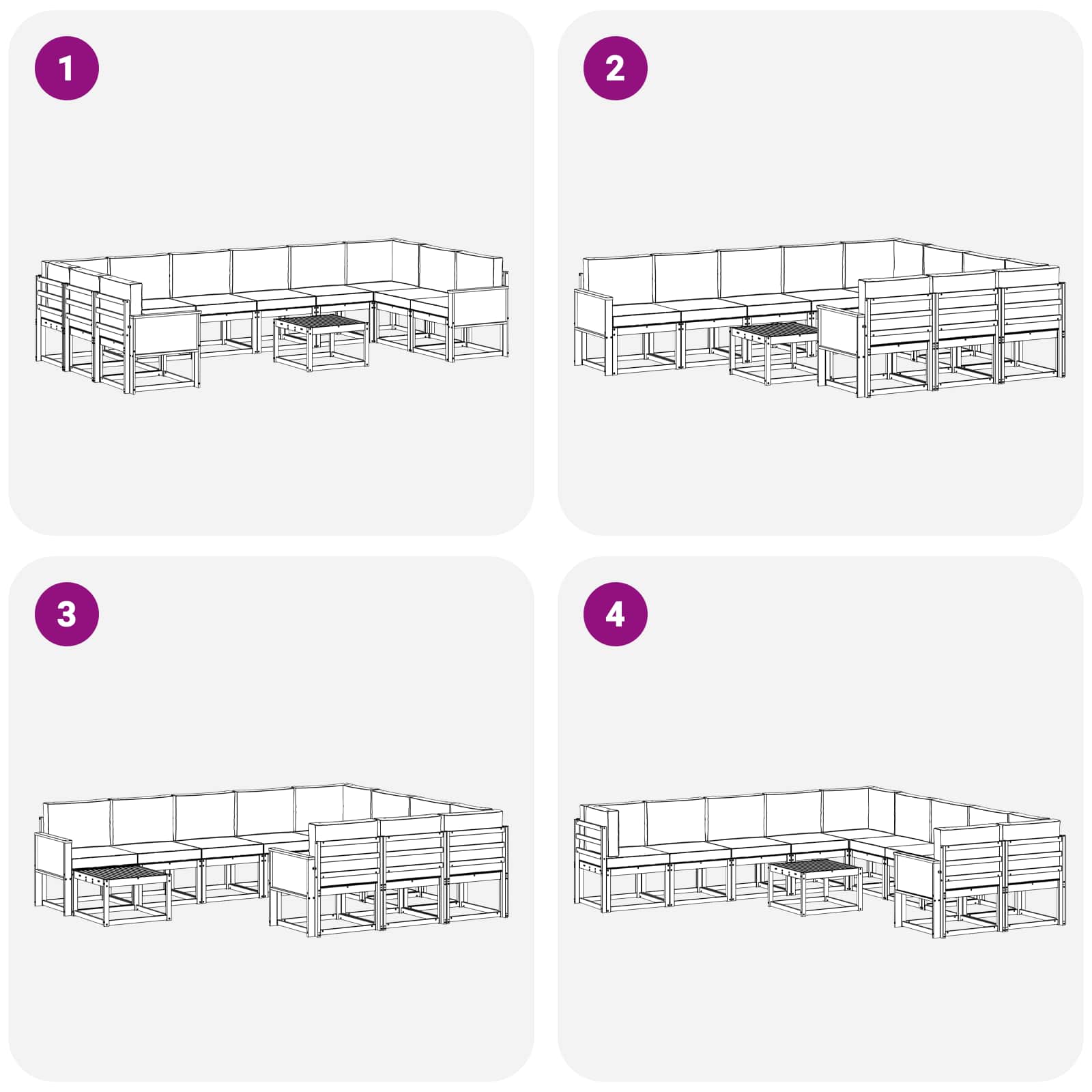 Set vanjskih sofa 11 pcs Prirodna i krem Čvrsto drvo akacije