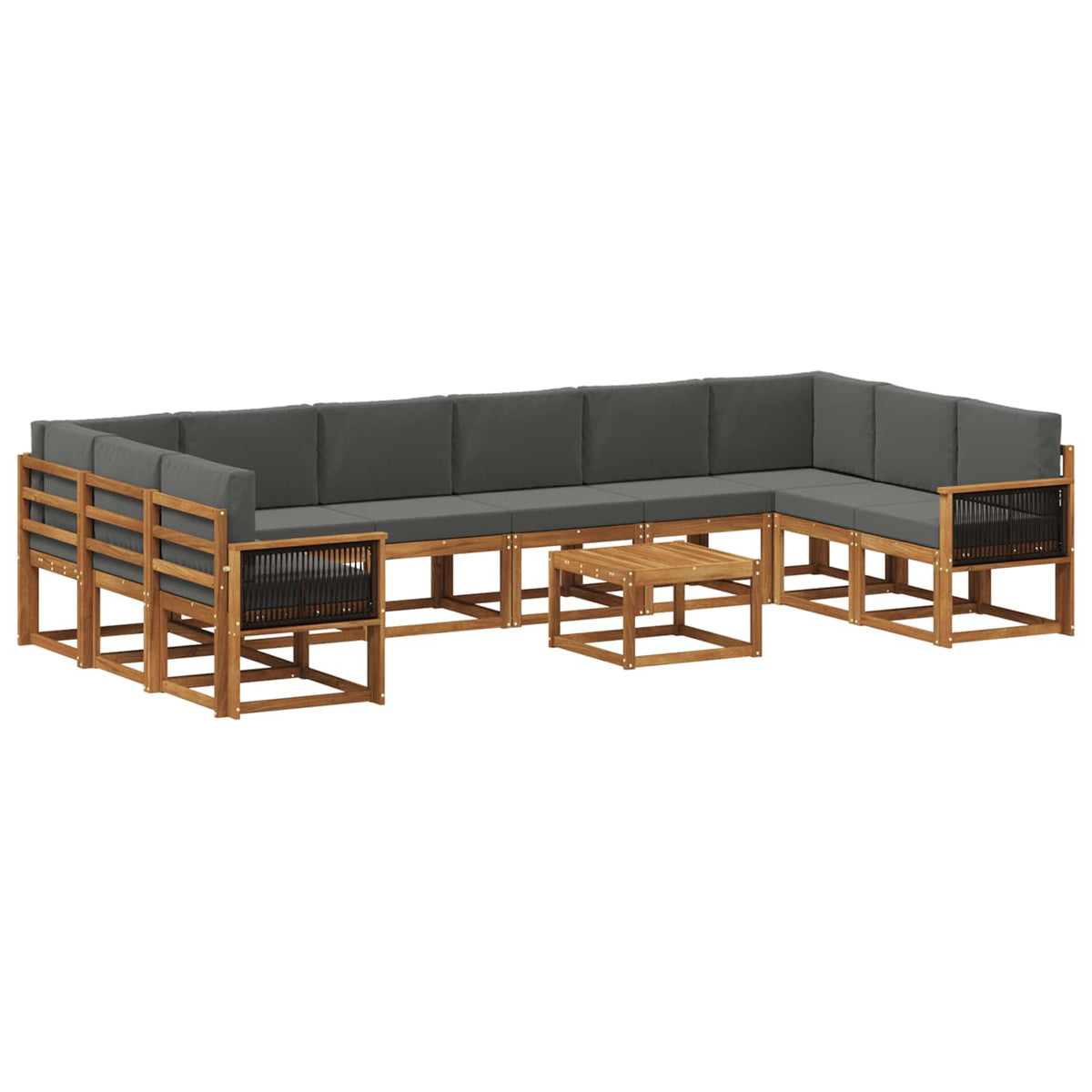 Set vanjskih sofa 11 kom. Prirodna i antracit