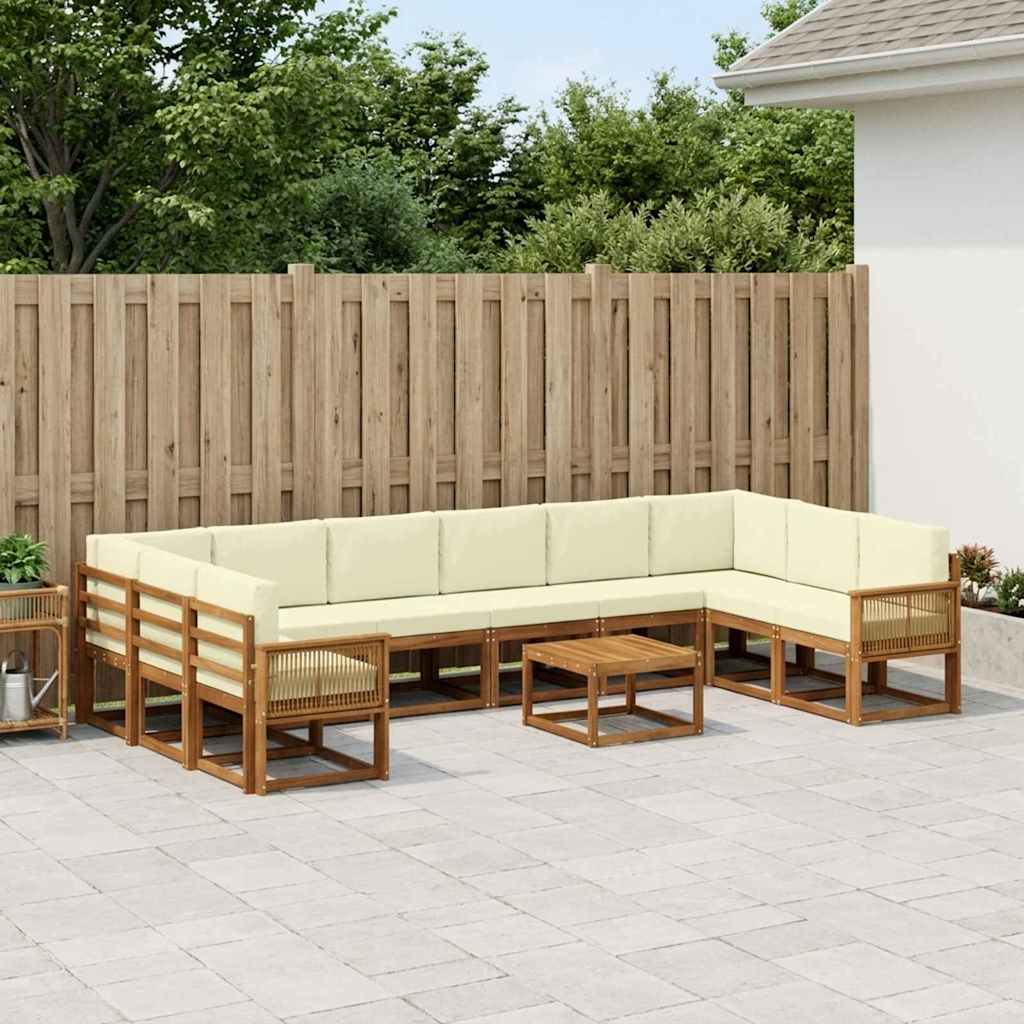 Set vanjskih sofa 11 pcs Prirodna i krem Čvrsto drvo akacije