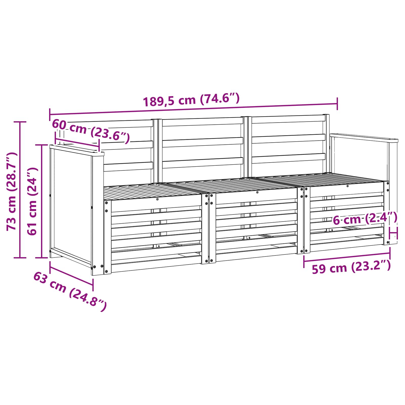 Setovi sofa 3 pcs Čvrsto drvo akacije