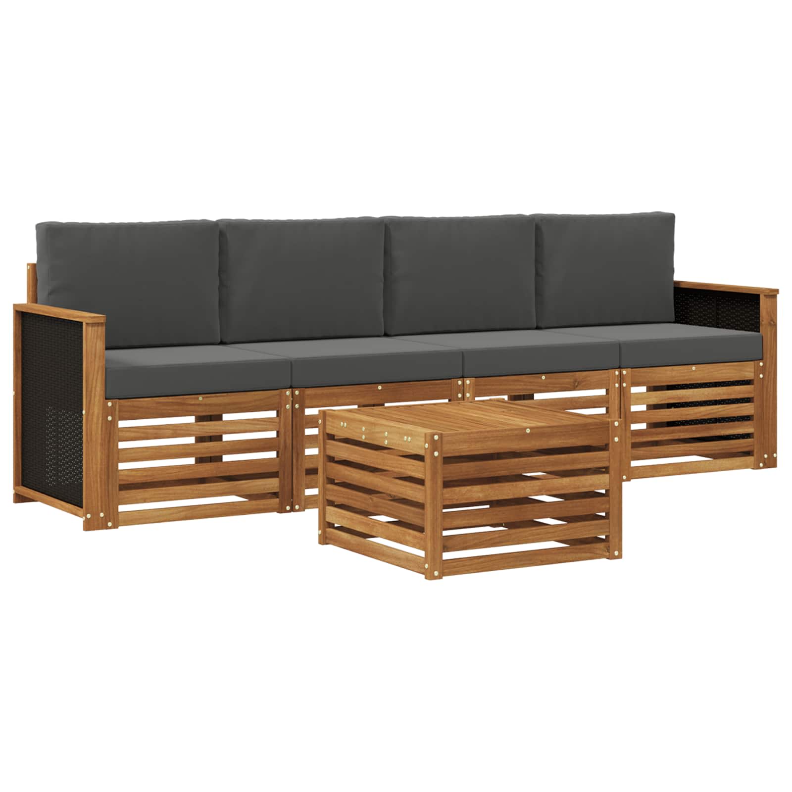 Set vanjskih sofa 5 pcs Prirodna i antracit Čvrsto drvo akacije