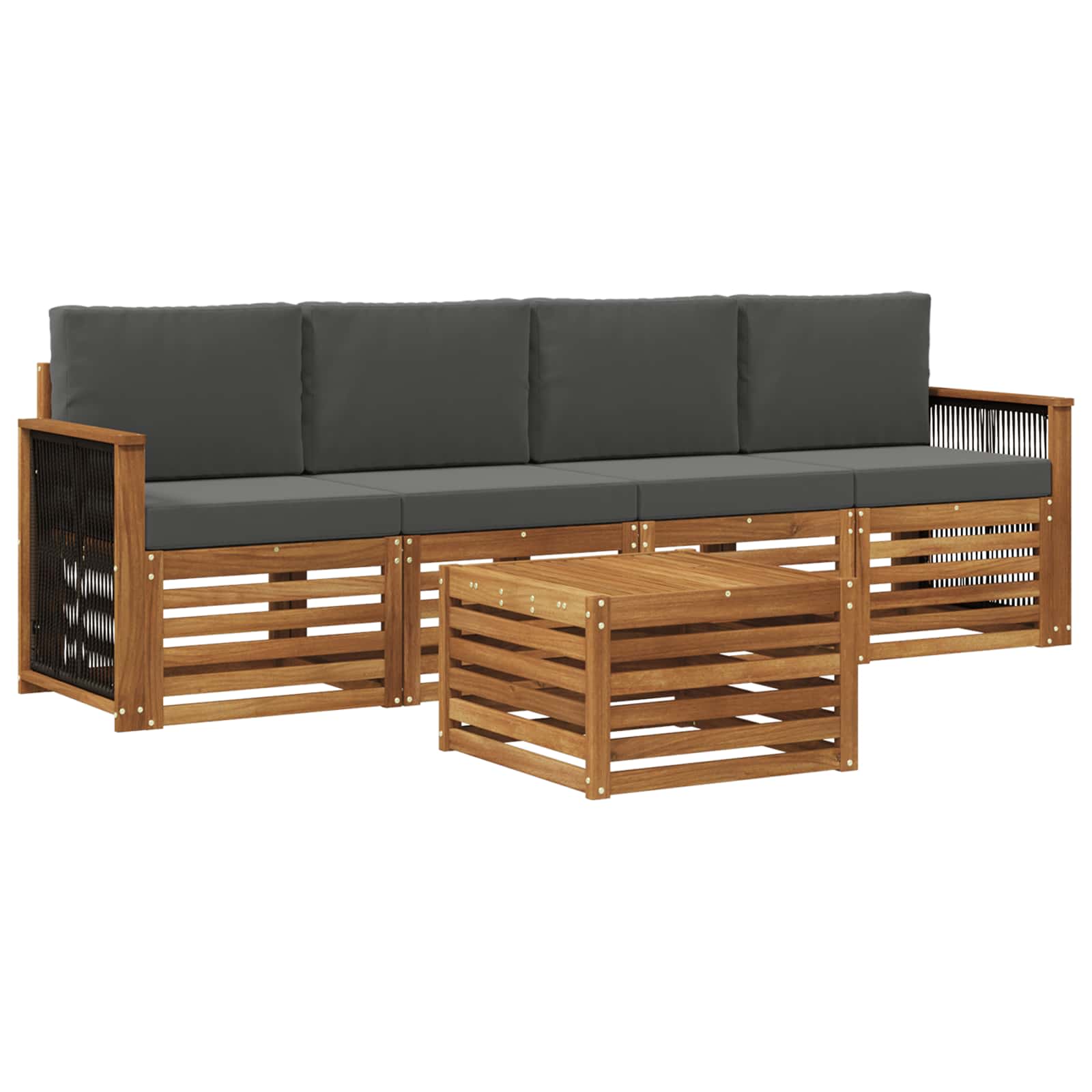 Set vanjskih sofa 5 pcs Prirodna i antracit Čvrsto drvo akacije