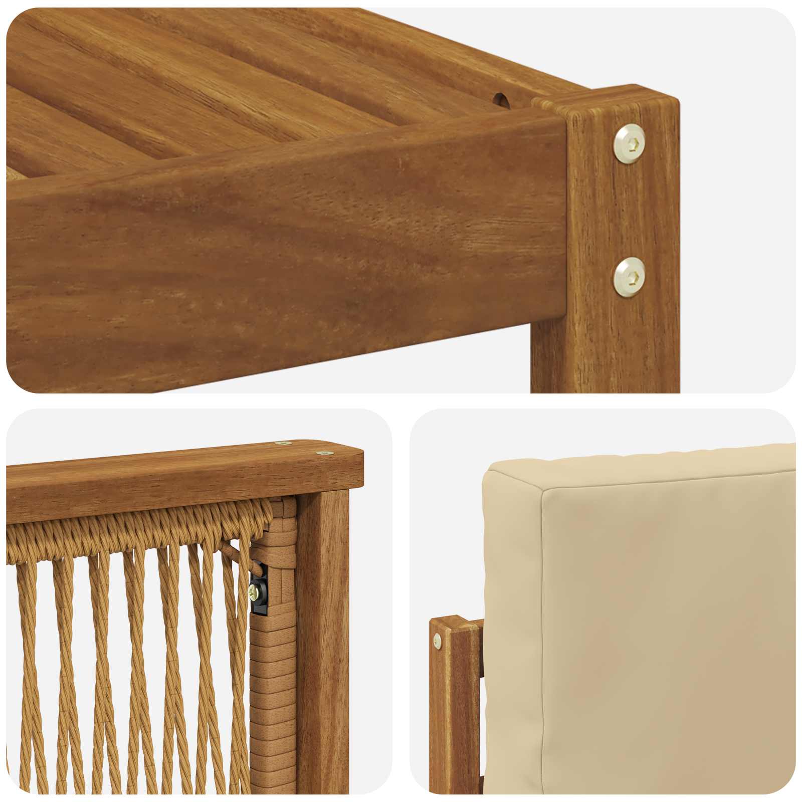 Set vanjskih sofa 5 pcs Prirodna i bež Čvrsto drvo akacije