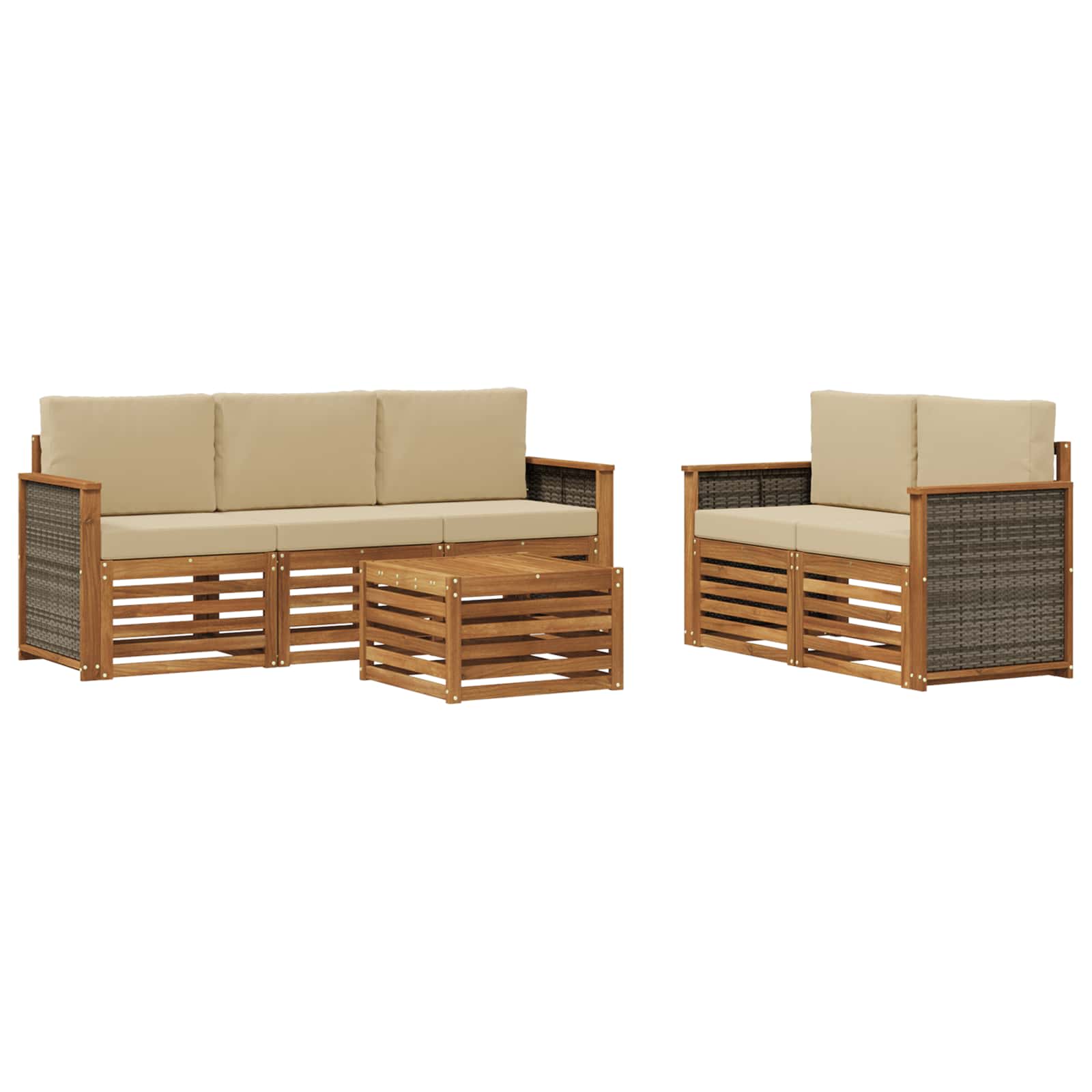 Setovi sofa s jastukom 6 pcs Čvrsto drvo akacije