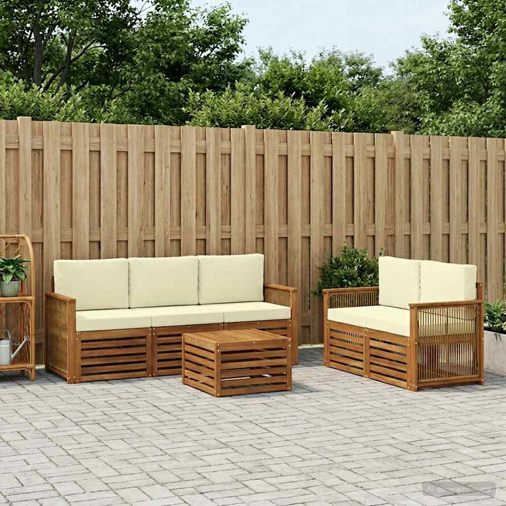 Setovi sofa s jastukom 6 pcs Čvrsto drvo akacije