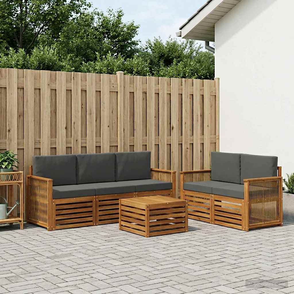 Setovi sofa s jastukom 6 pcs Čvrsto drvo akacije