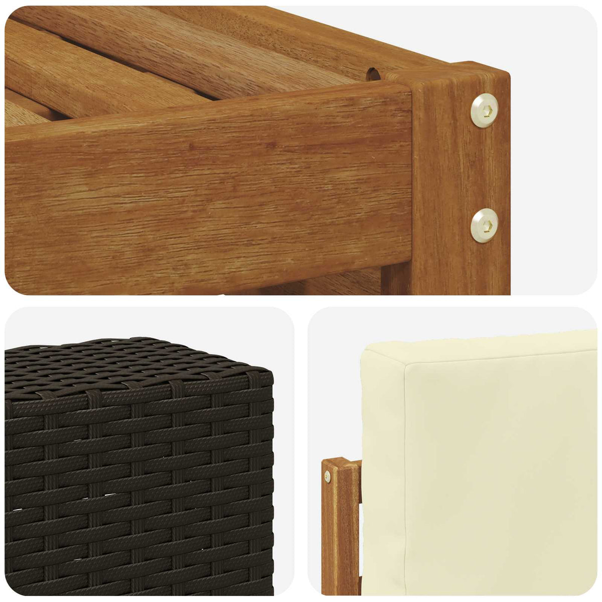 Set vanjskih sofa 6 kom. Prirodna i krem Čvrsto drvo akacije