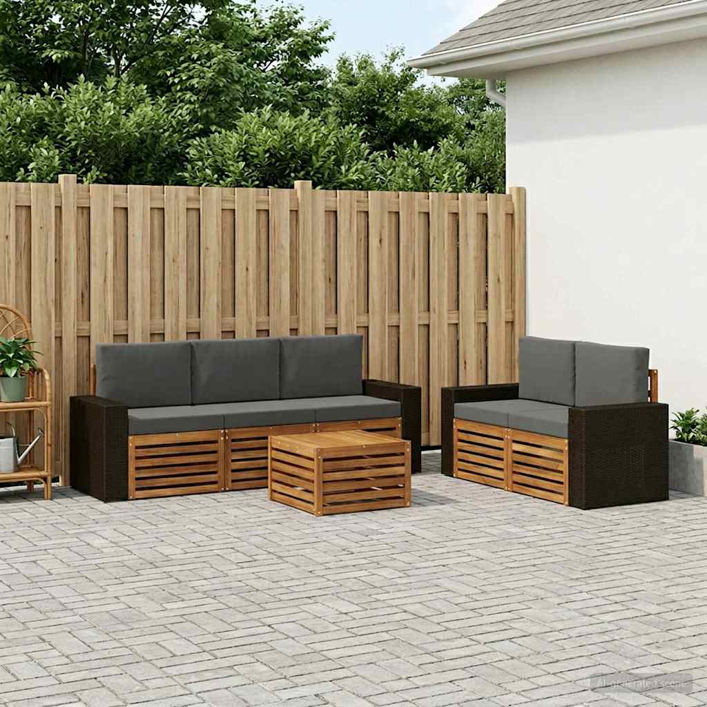 Setovi sofa s jastukom 6 pcs Čvrsto drvo akacije