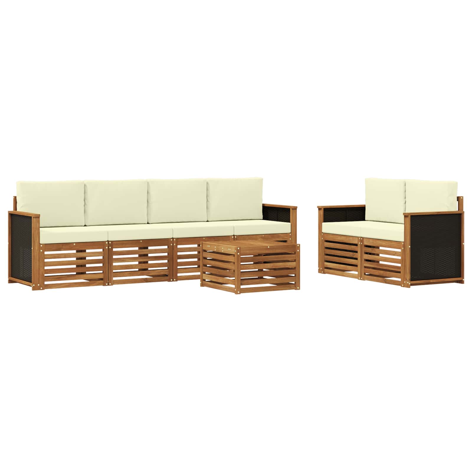 Set vanjskih sofa 7 pcs Prirodna i krem Čvrsto drvo akacije