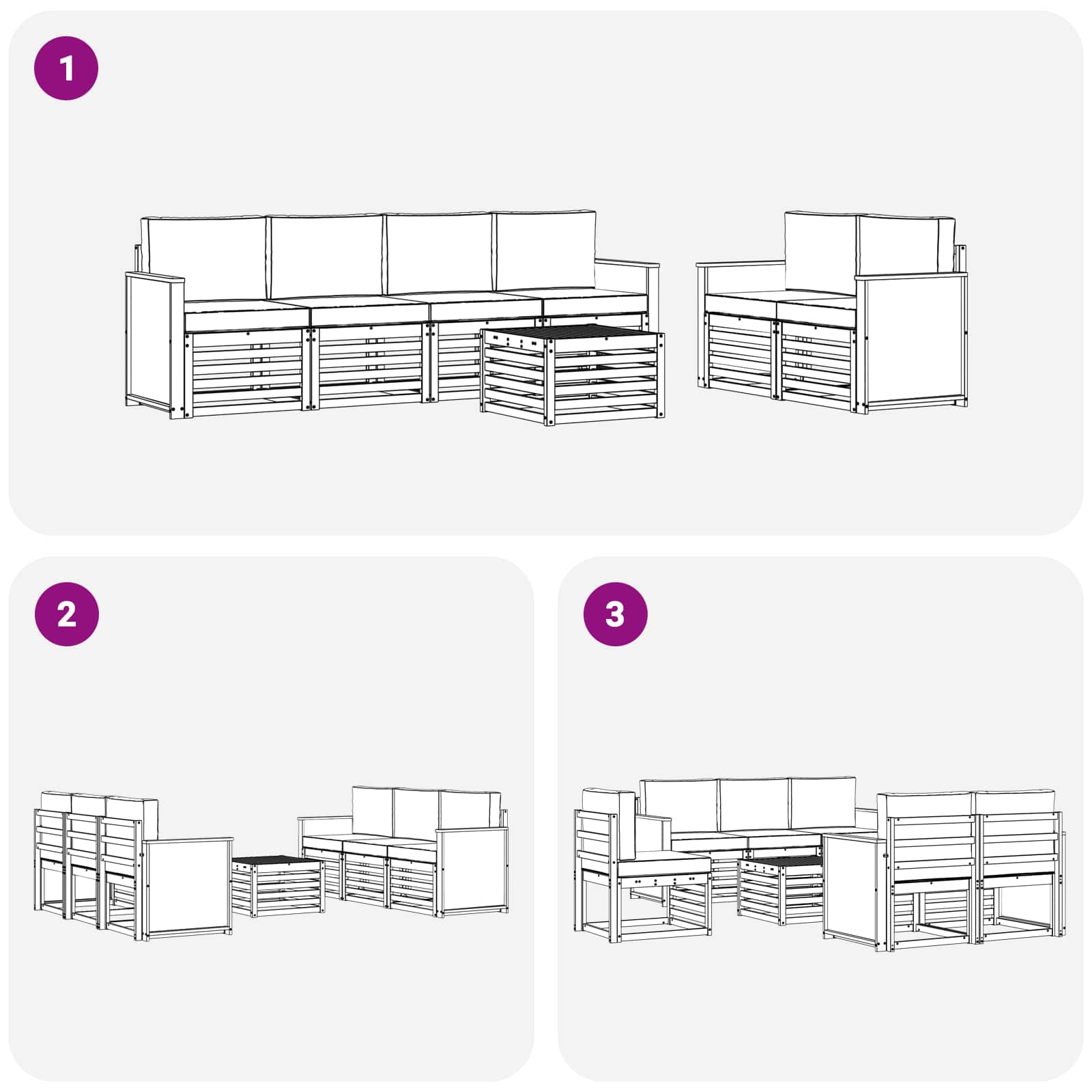 Set vanjskih sofa 7 pcs Prirodna i krem Čvrsto drvo akacije