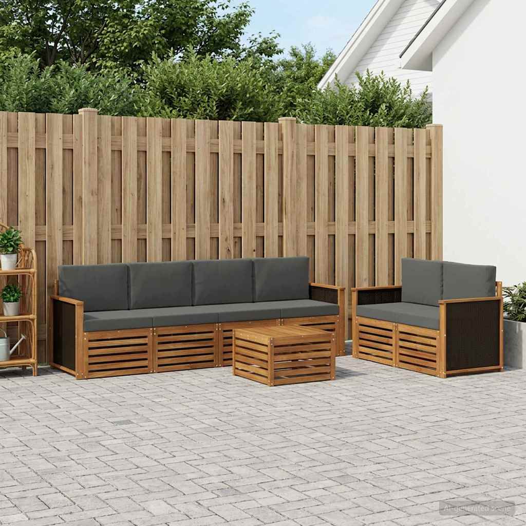 Set vanjskih sofa 7 pcs Prirodna i antracit Čvrsto drvo akacije