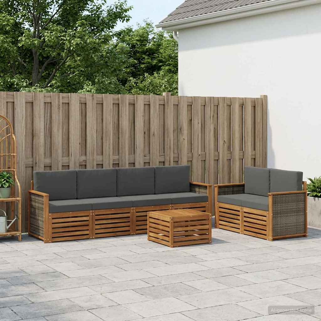 Set vanjskih sofa 7 pcs Prirodna i antracit Čvrsto drvo akacije