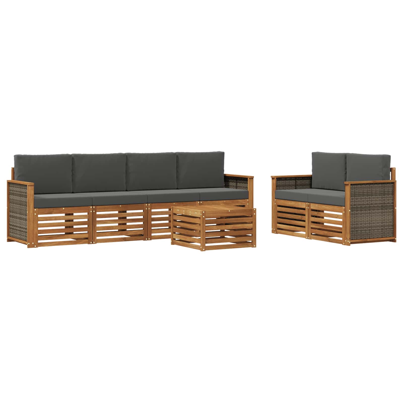 Set vanjskih sofa 7 pcs Prirodna i antracit Čvrsto drvo akacije