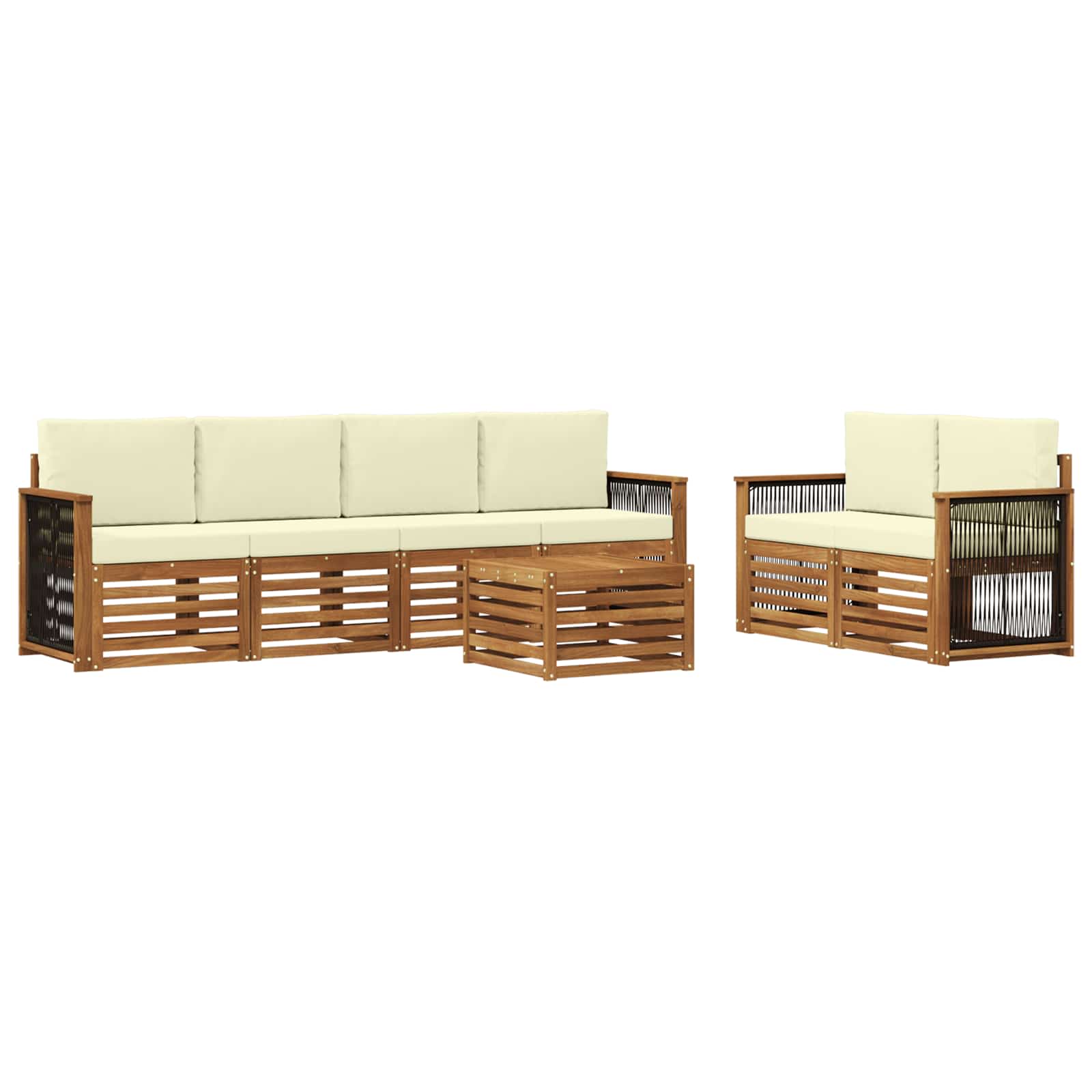 Set vanjskih sofa 7 pcs Prirodna i krem Čvrsto drvo akacije