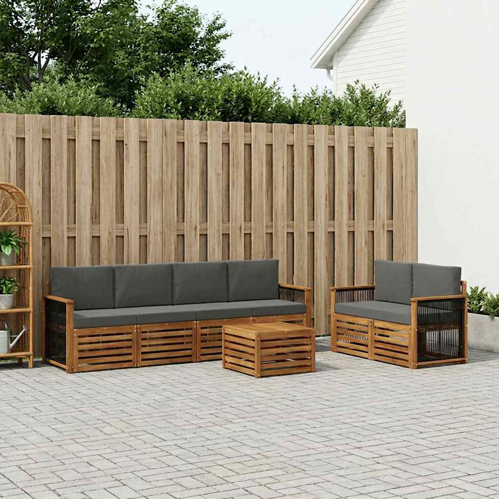 Set vanjskih sofa 7 pcs Prirodna i antracit Čvrsto drvo akacije