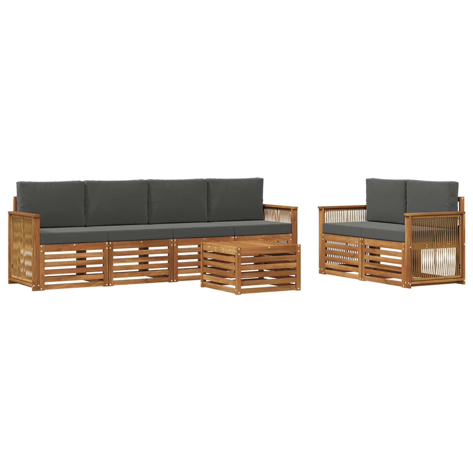 Set vanjskih sofa 7 pcs Prirodna i antracit Čvrsto drvo akacije