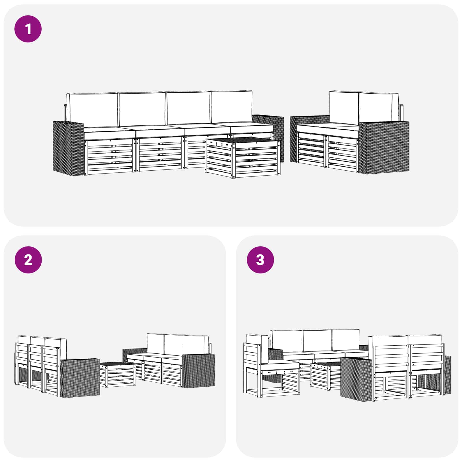 Set vanjskih sofa 7 pcs Prirodna i krem Čvrsto drvo akacije