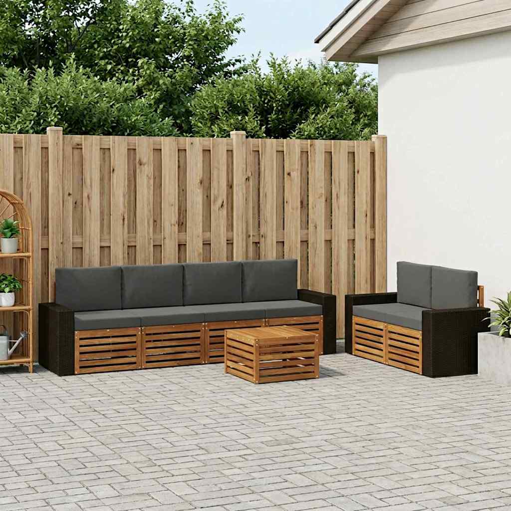 Set vanjskih sofa 7 pcs Prirodna i antracit Čvrsto drvo akacije