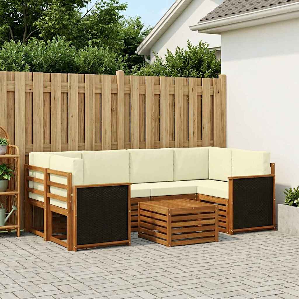 Set vanjskih sofa 7 pcs Prirodna i krem Čvrsto drvo akacije