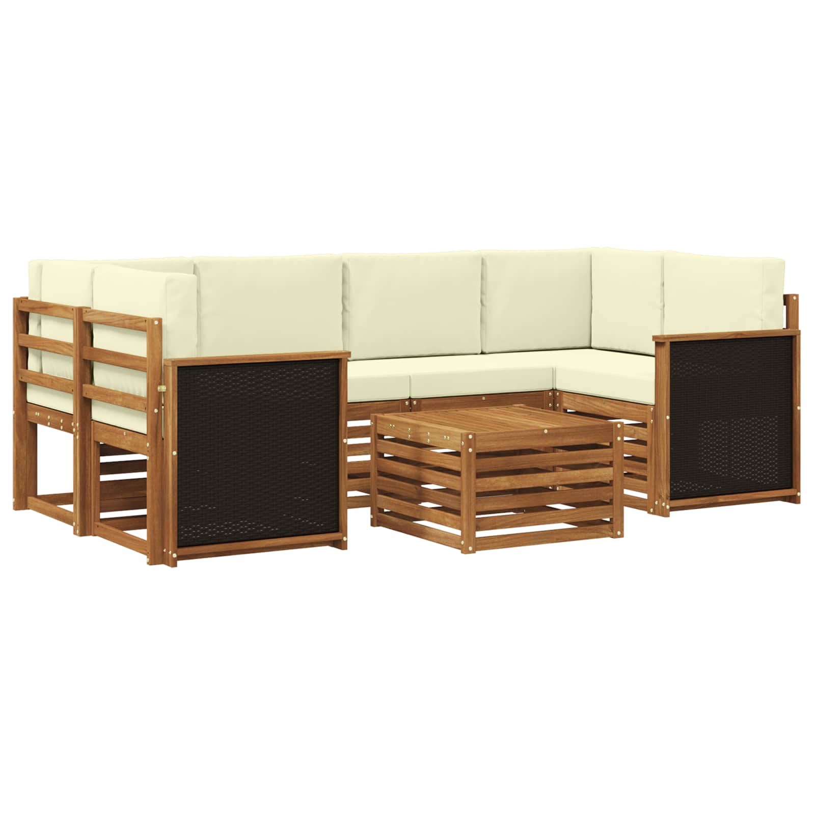 Set vanjskih sofa 7 pcs Prirodna i krem Čvrsto drvo akacije