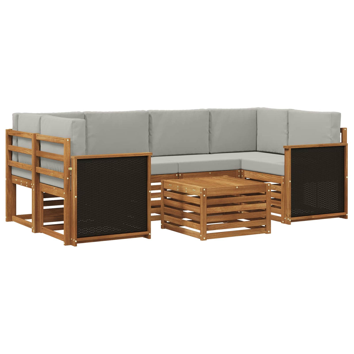Set vanjskih sofa 7 kom. Prirodna i svjetlosiva