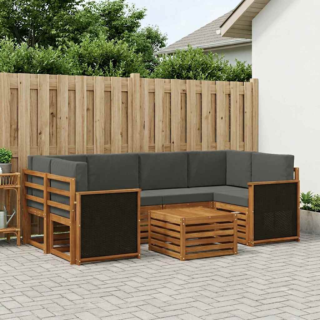 Set vanjskih sofa 7 kom. Prirodna i antracit