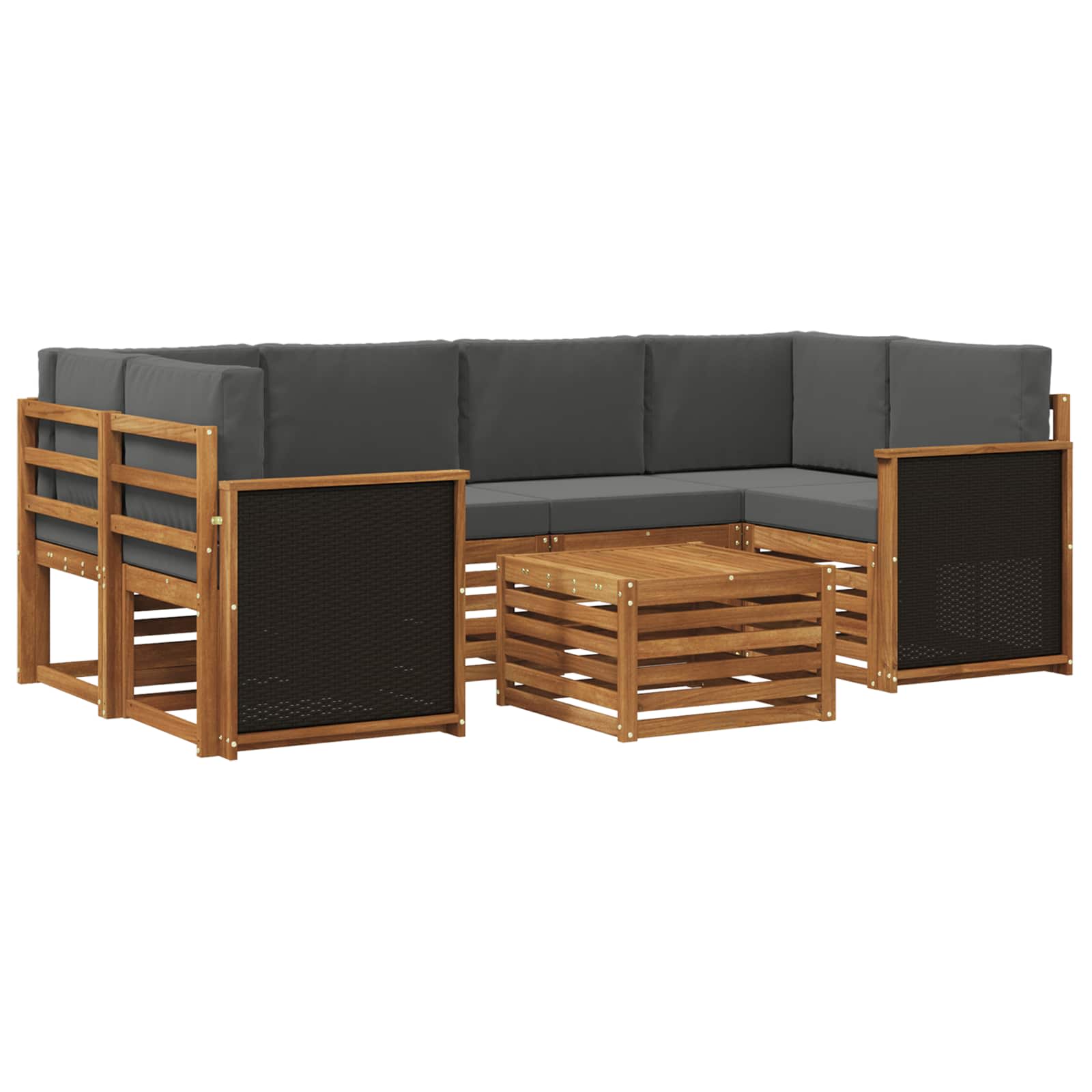 Set vanjskih sofa 7 pcs Prirodna i antracit Čvrsto drvo akacije