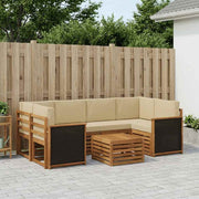Set vanjskih sofa 7 kom. Prirodna i bež Čvrsto drvo akacije