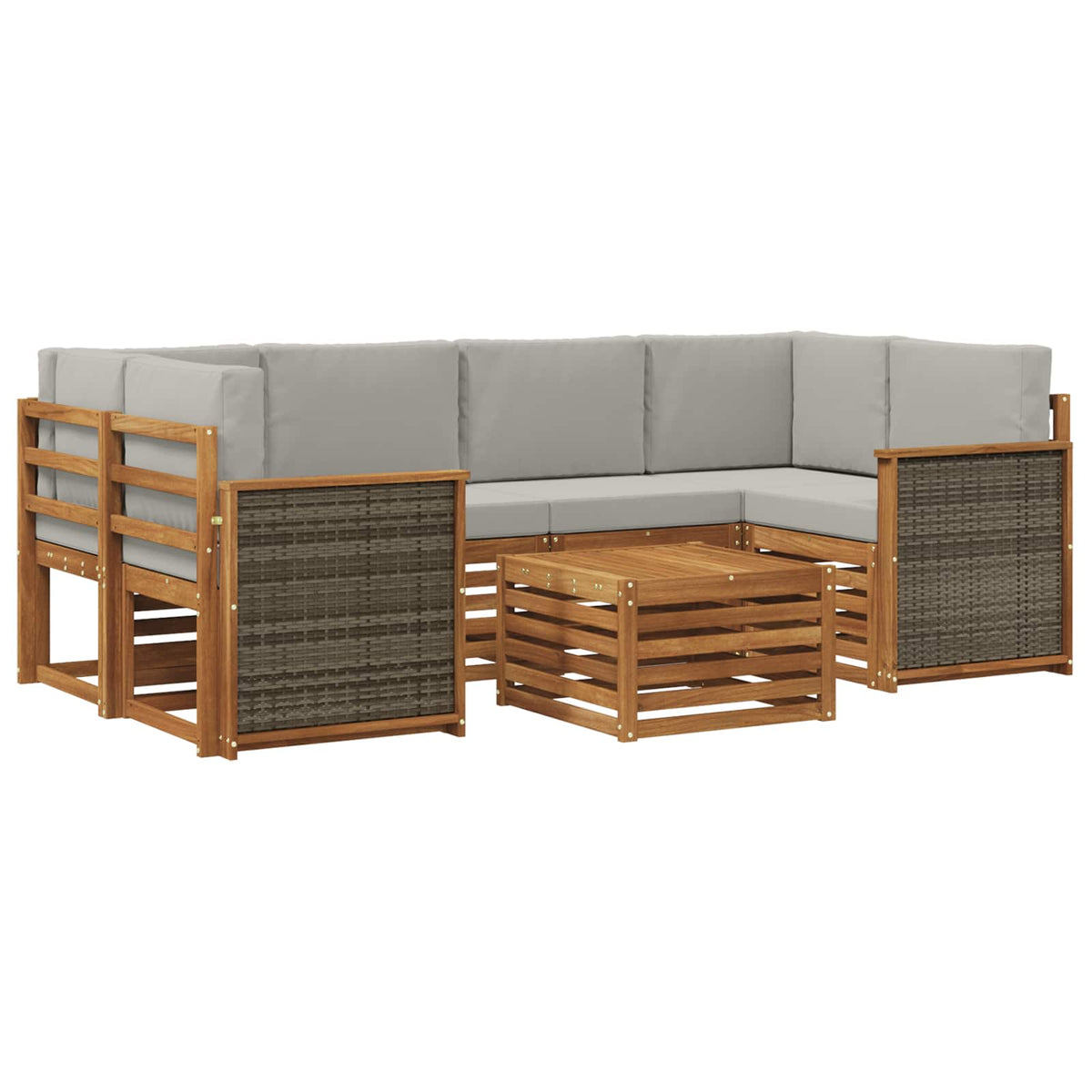 Set vanjskih sofa 7 kom. Prirodna i svjetlosiva