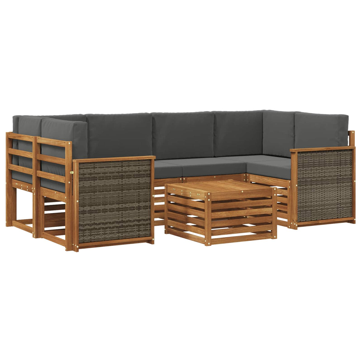 Set vanjskih sofa 7 kom. Prirodna i antracit