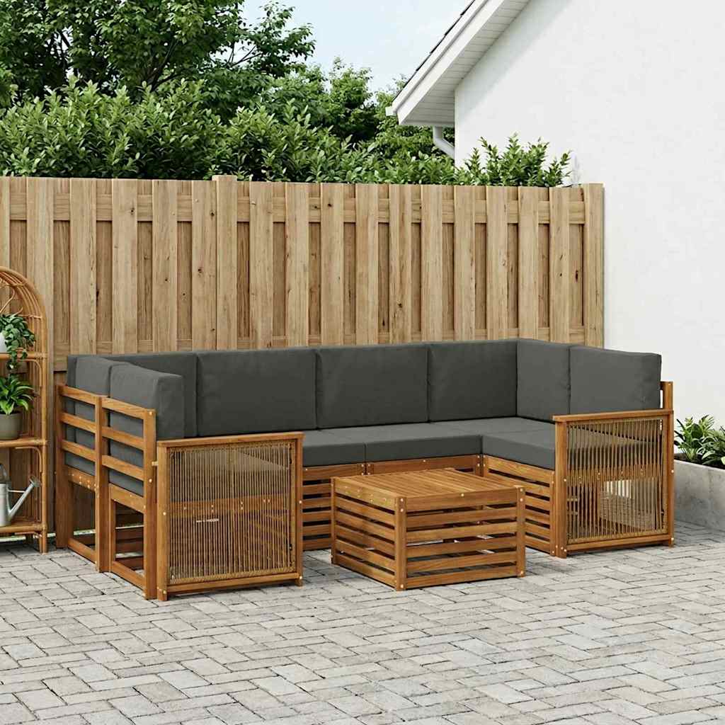 Set vanjskih sofa 7 pcs Prirodna i antracit Čvrsto drvo akacije