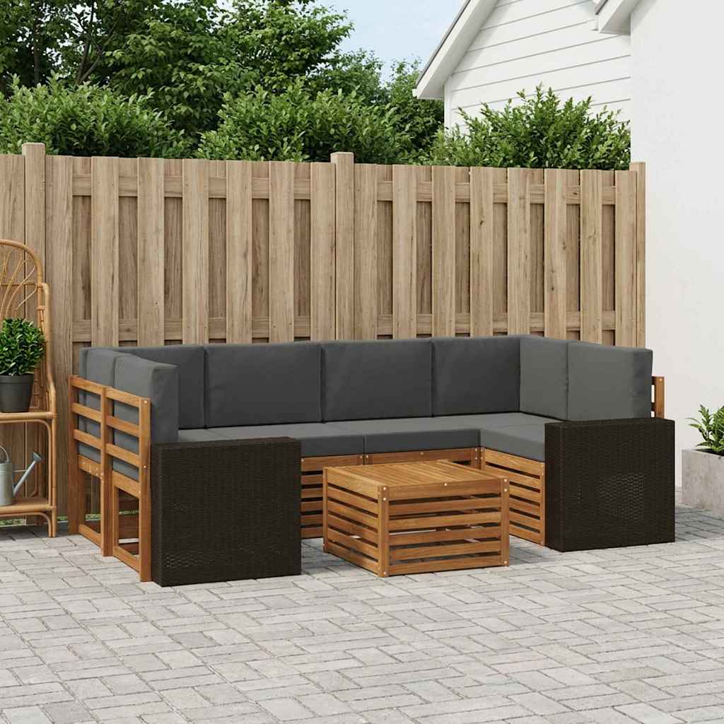 Set vanjskih sofa 7 pcs Prirodna i antracit Čvrsto drvo akacije
