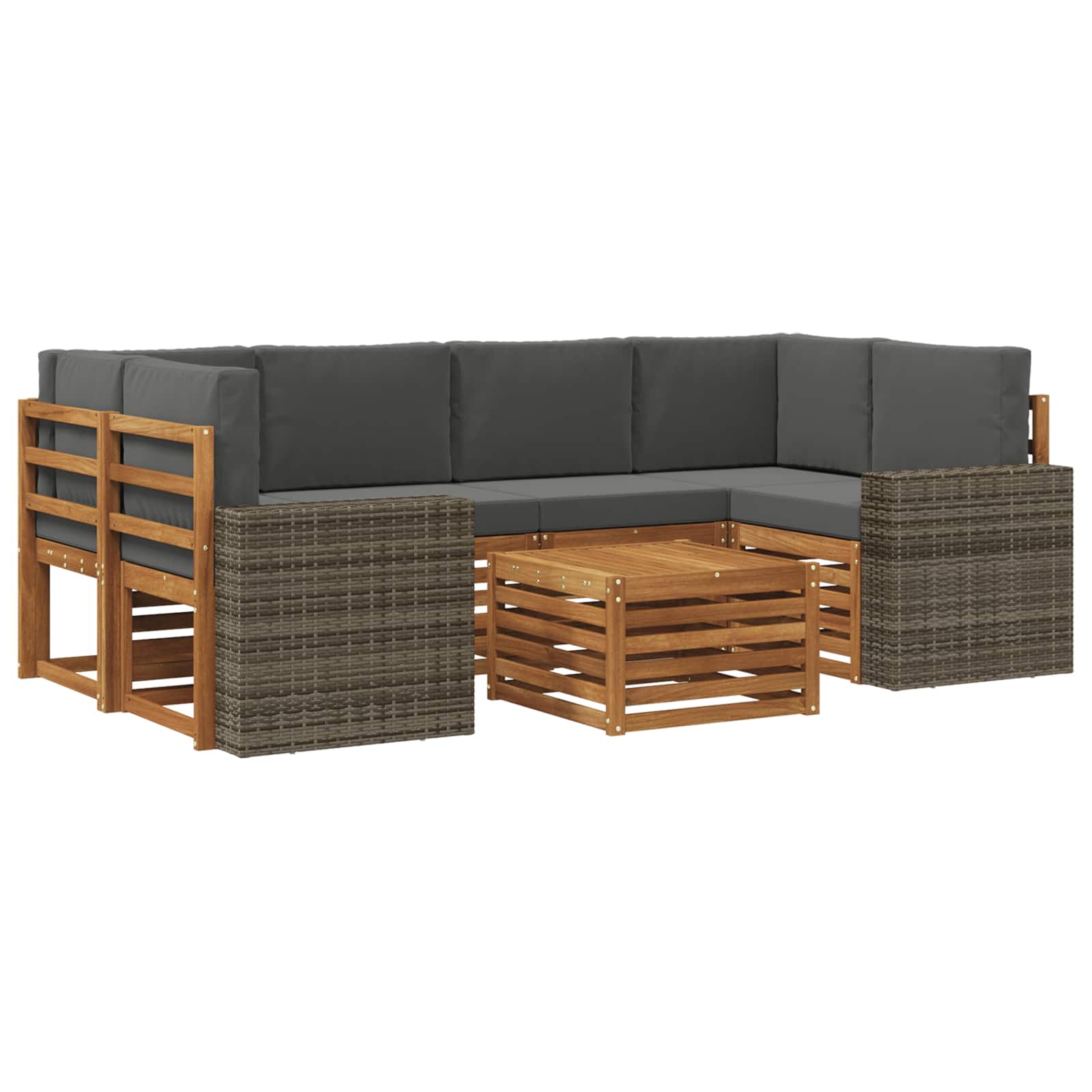 Set vanjskih sofa 7 pcs Prirodna i antracit Čvrsto drvo akacije