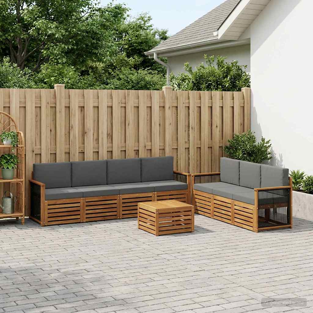 Setovi sofa s jastukom 8 pcs Čvrsto drvo akacije