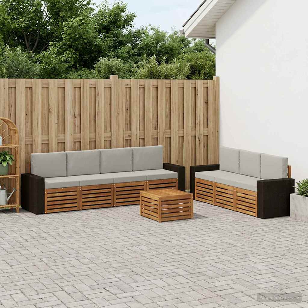 Setovi sofa s jastukom 8 pcs Čvrsto drvo akacije
