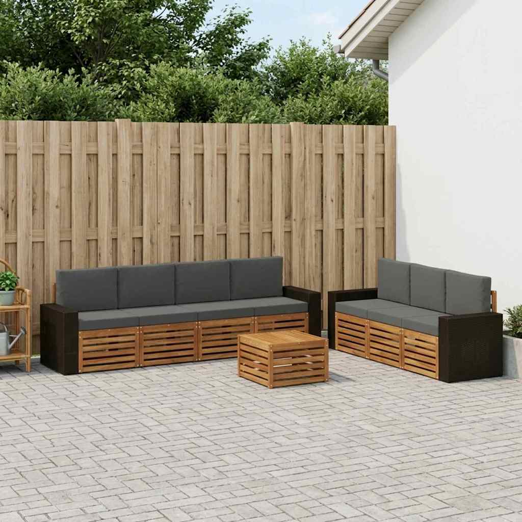 Setovi sofa s jastukom 8 pcs Čvrsto drvo akacije