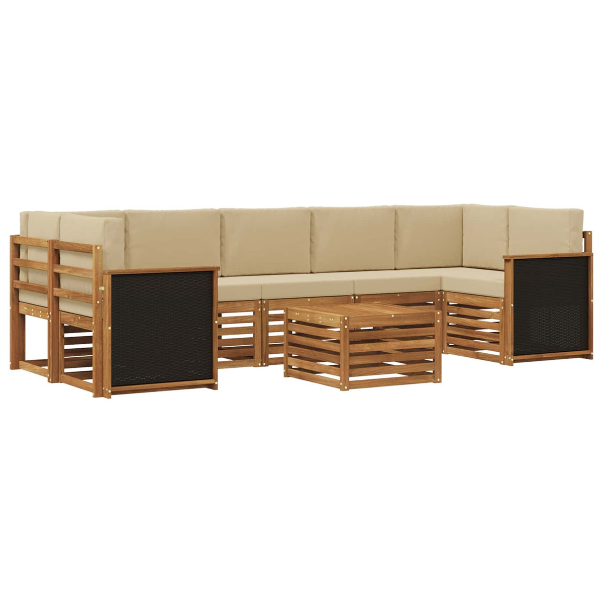 Set vanjskih sofa 8 pcs Prirodna i bež Čvrsto drvo akacije
