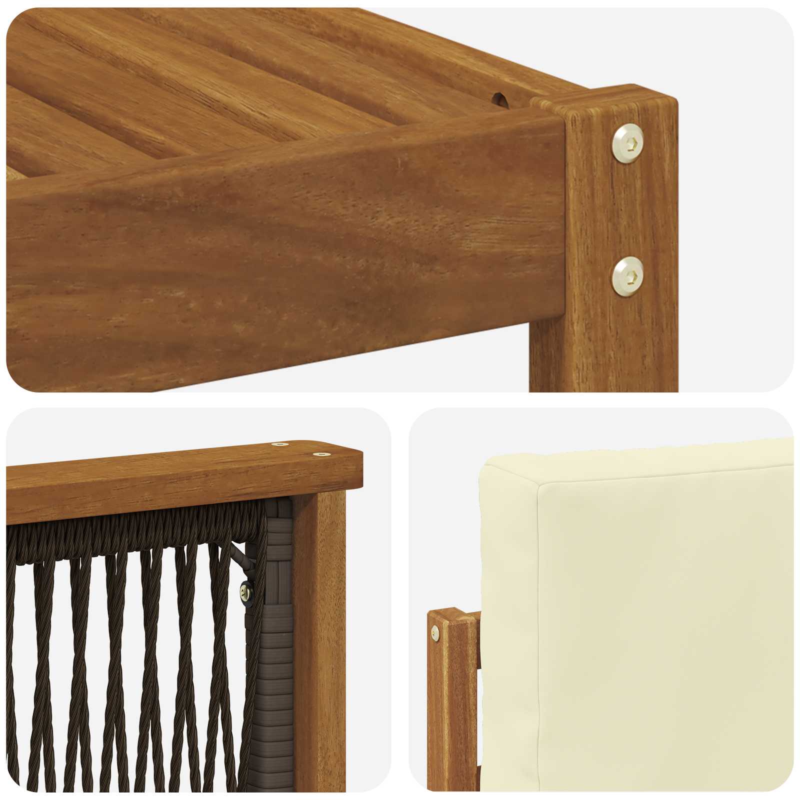 Set vanjskih sofa 8 kom. Prirodna i krem Čvrsto drvo akacije