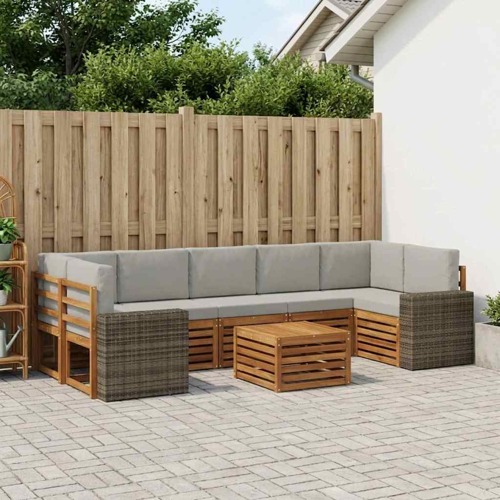 Set vanjskih sofa 8 kom. Prirodna i svjetlosiva