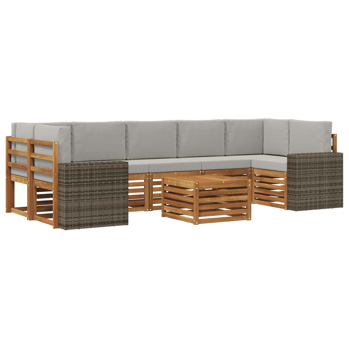 Set vanjskih sofa 8 kom. Prirodna i svjetlosiva