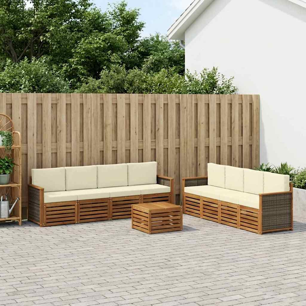 Setovi sofa s jastukom 9 pcs Čvrsto drvo akacije