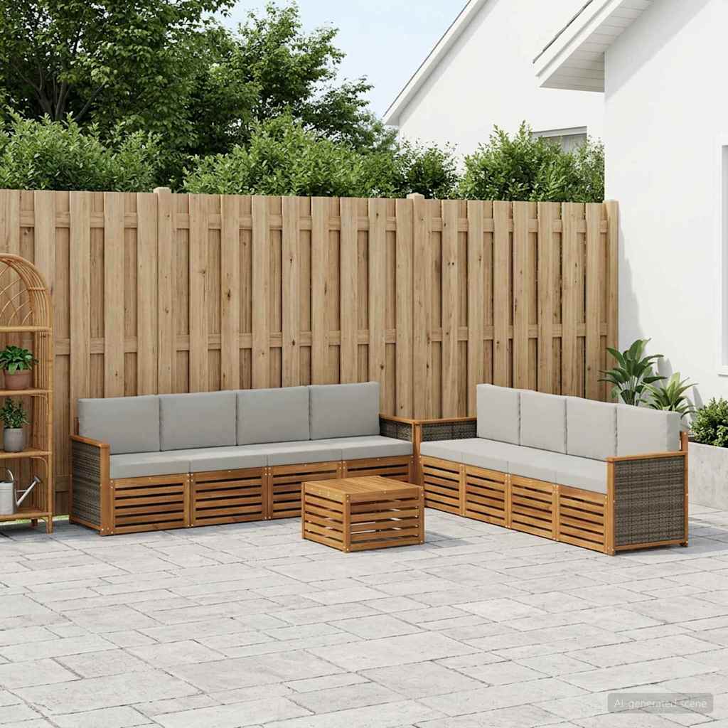 Setovi sofa s jastukom 9 pcs Čvrsto drvo akacije