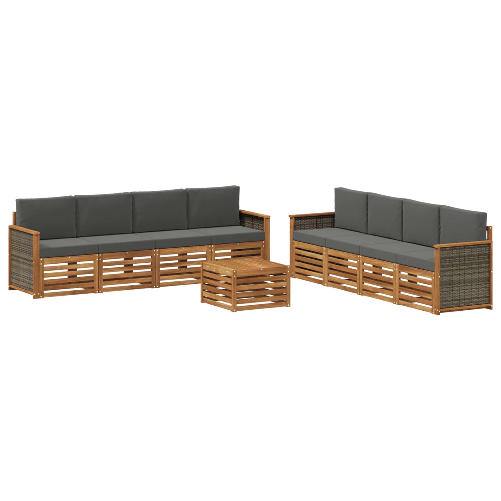 Setovi sofa s jastukom 9 pcs Čvrsto drvo akacije