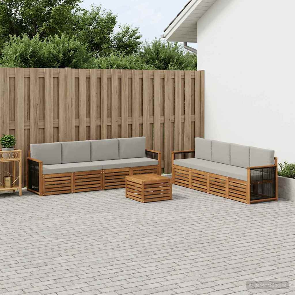 Setovi sofa s jastukom 9 pcs Čvrsto drvo akacije
