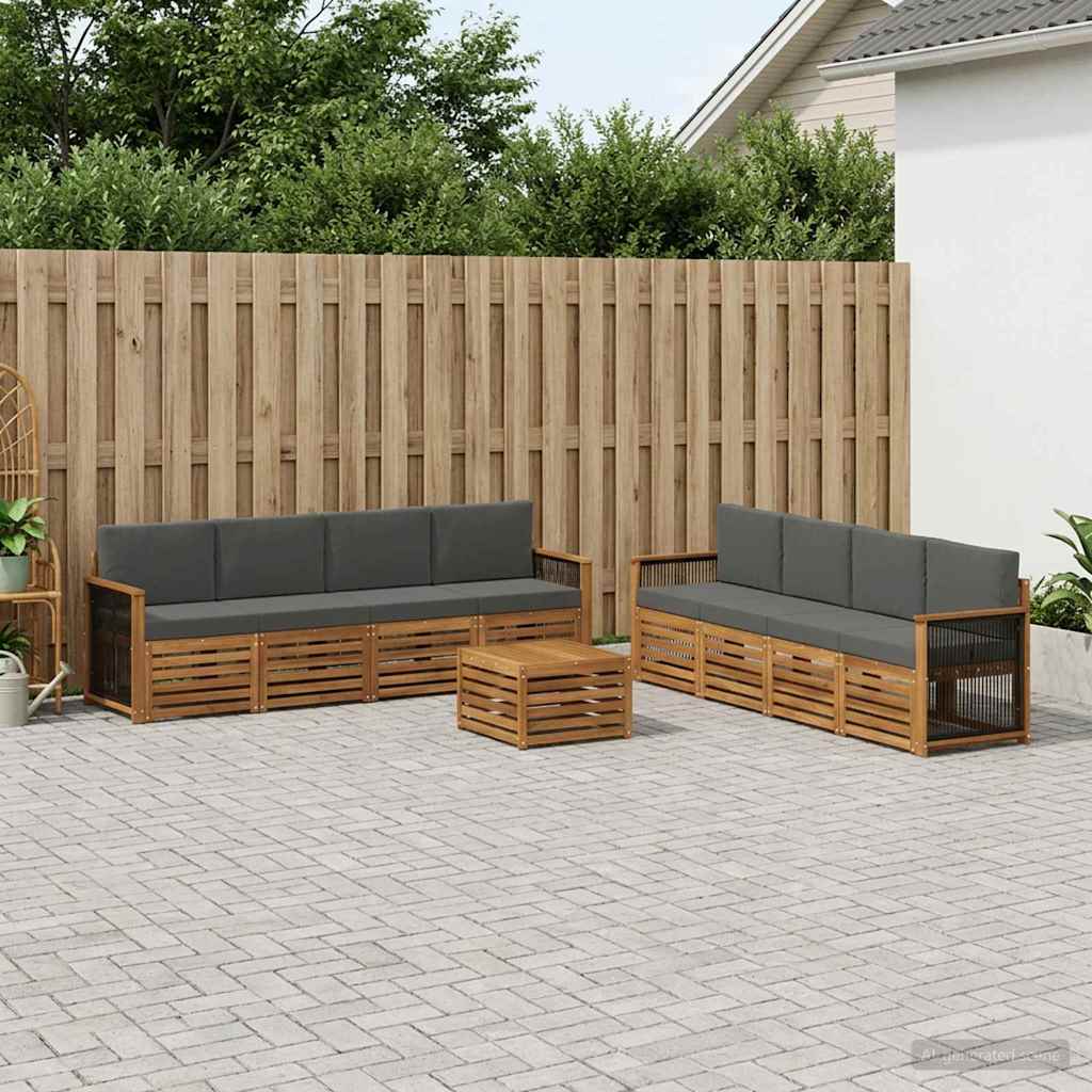 Setovi sofa s jastukom 9 pcs Čvrsto drvo akacije