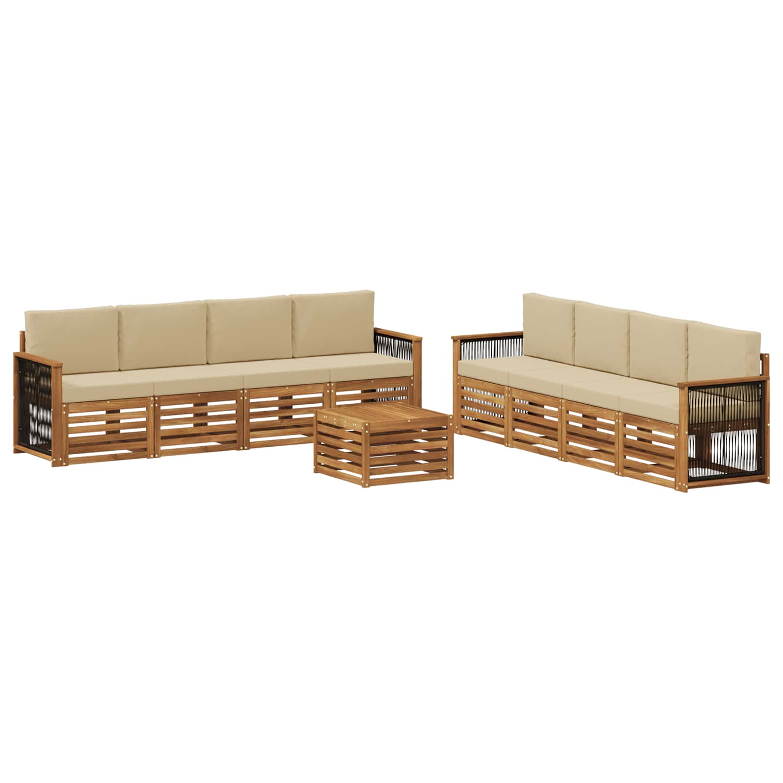Setovi sofa s jastukom 9 pcs Čvrsto drvo akacije