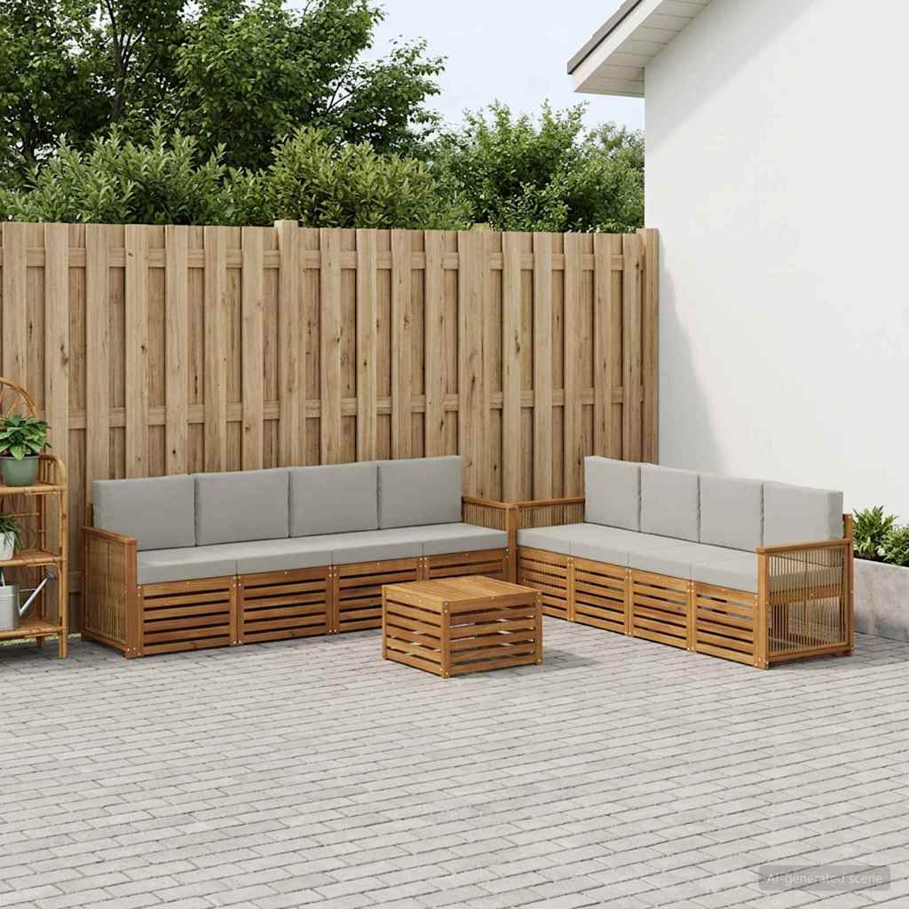 Setovi sofa s jastukom 9 pcs Čvrsto drvo akacije