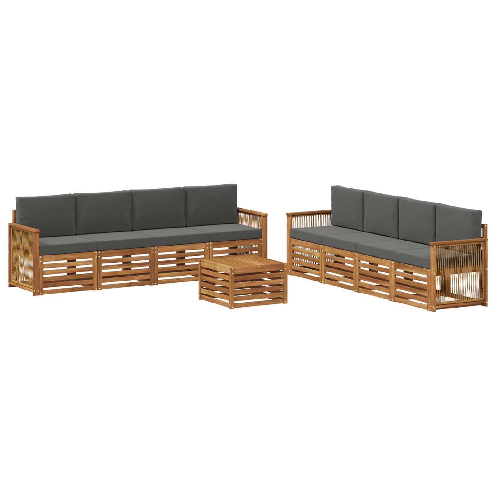 Setovi sofa s jastukom 9 pcs Čvrsto drvo akacije